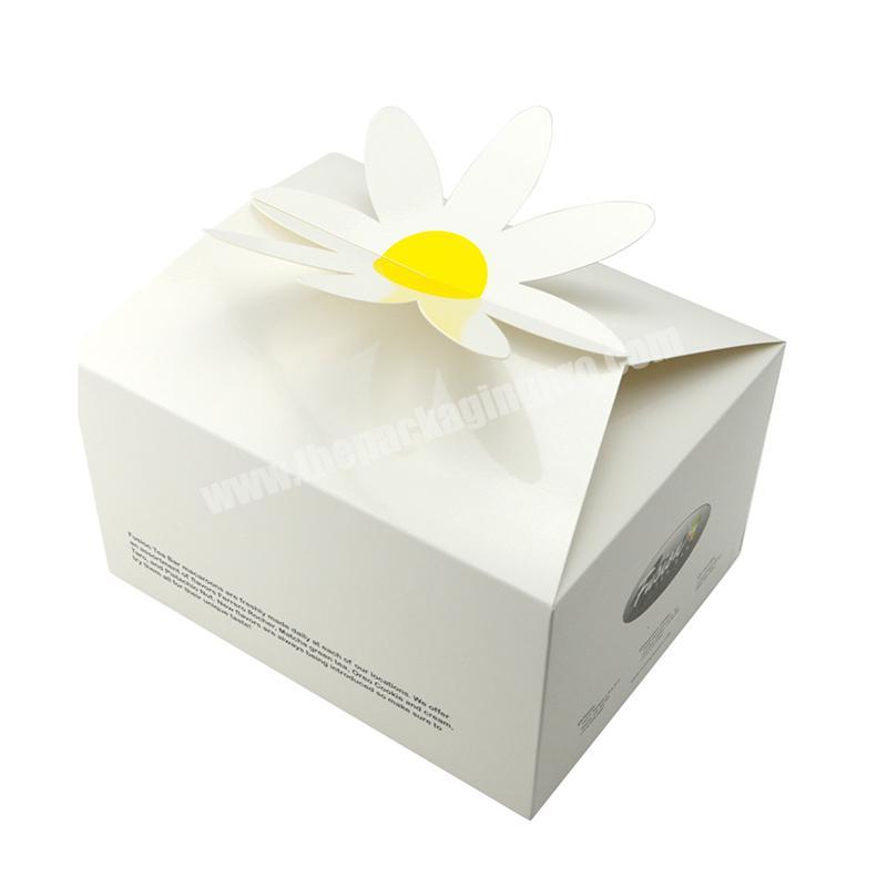 Daisy White Paperboard Auto-Popup PVC PET Clear Window Food Packaging Pie Bakery Cake Paper Box