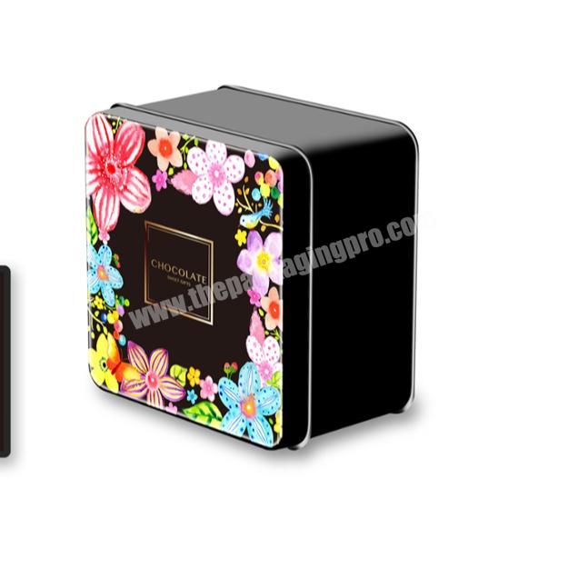 Dark black and colorful flowers new design elegant macaron chocolate paper present box