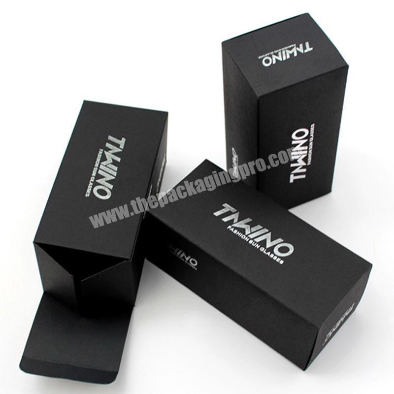 Dark black card paper box with silver logo for eyeglass packaging cheap wholesale