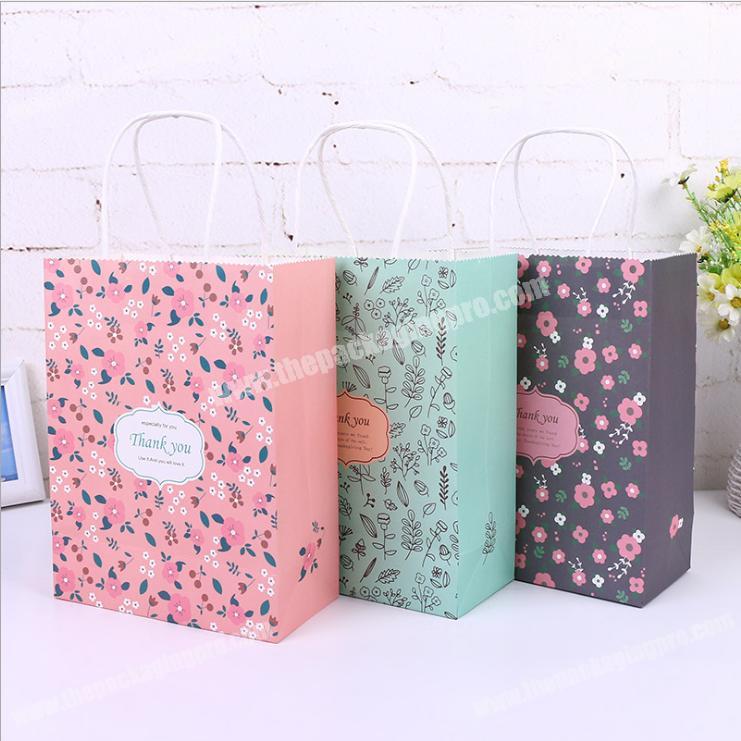 decorative cheap small clothing handmade bags of fresh garden small floral gift paper bags with handles wholesale