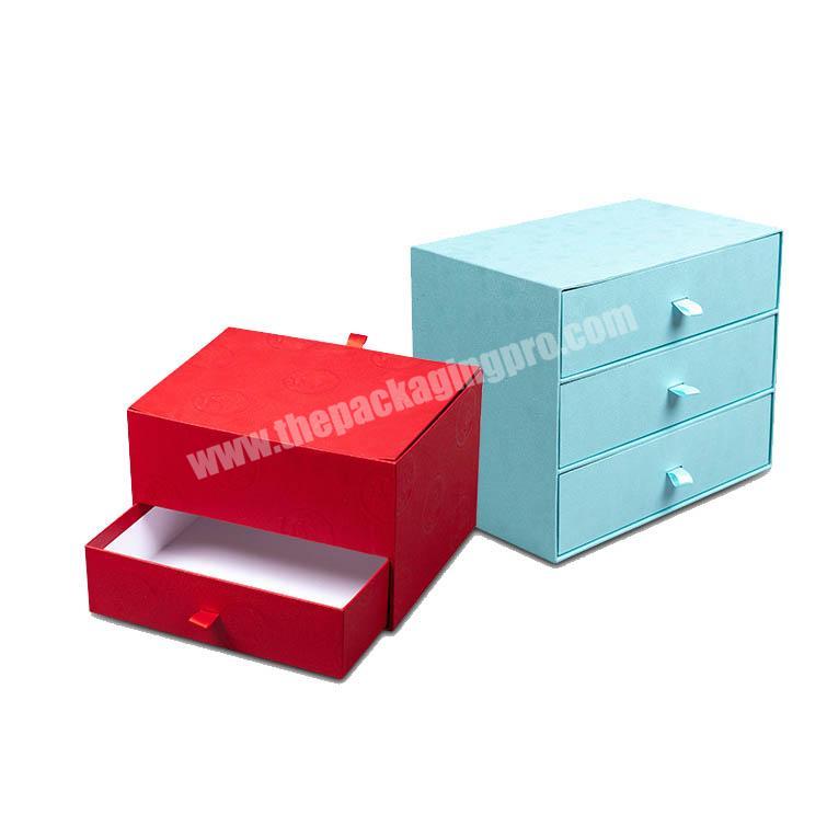 Decorative Customized color divided paper gift box cardboard drawer storage packaging box