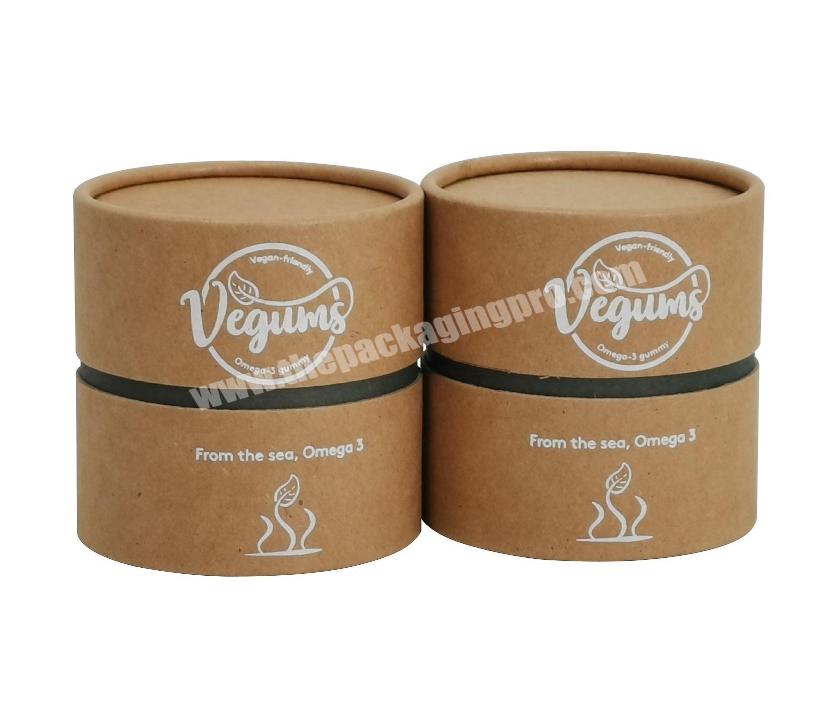 Degradable Capsules Packaging Brown Kraft Round Box Rolled Edge Paper Tube