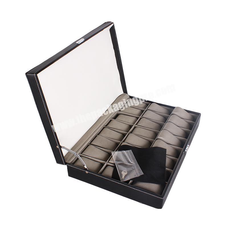 delux pu leather hand made case with window for bracelet jewelry in yiwu packaging box cosmetic