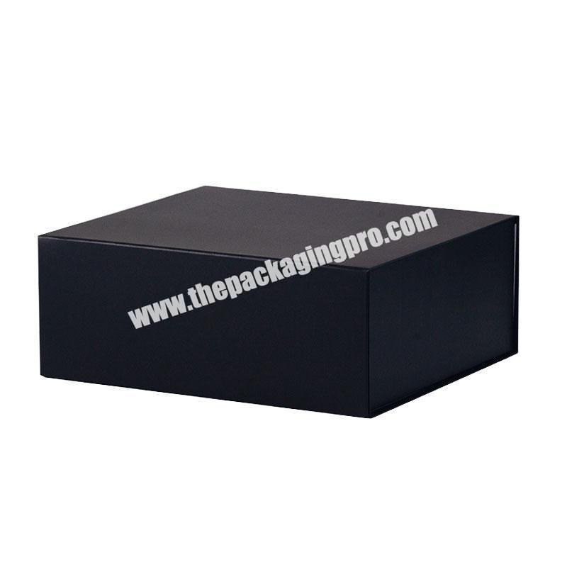 Deluxe black magnetic folding rigid present packaging box for gift packing