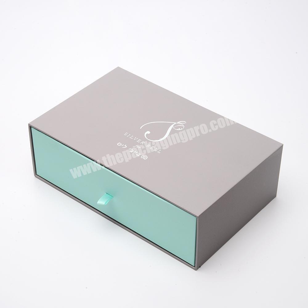 Design Drawer Sliding Custom Purple Embossing Paper Cardboard Gift Packaging Boxes For Wallets Belt
