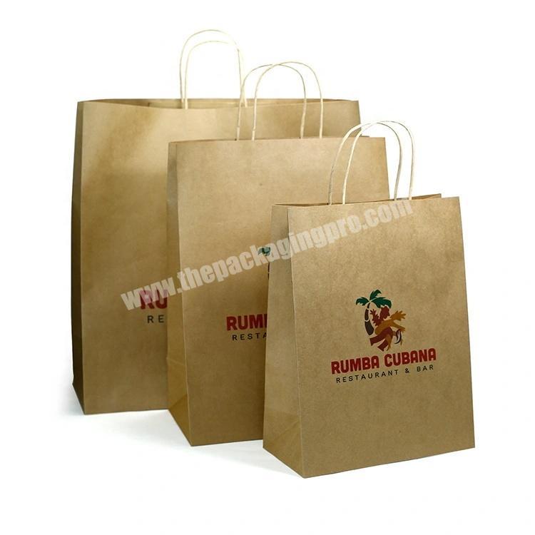 Design You Own Logo Print Brown Kraft Paper Retail Shopping Bags