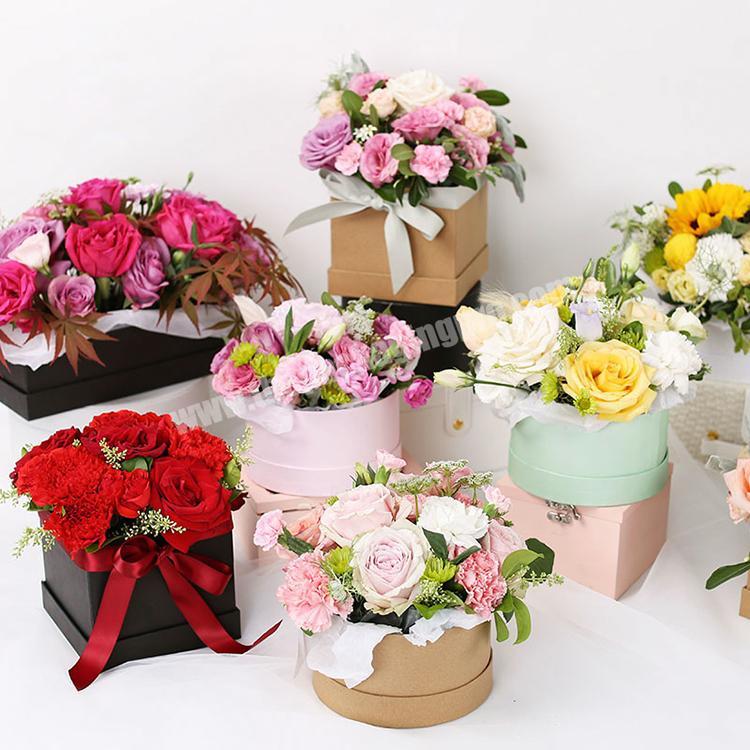different colors round and square flower hat box for fresh or preserved flowers