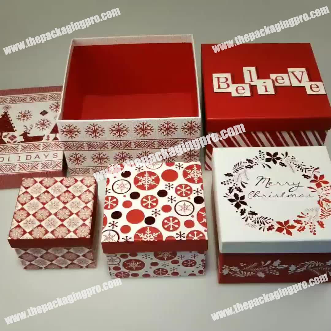 Different Design Popular Attractive Lovely Portable Colorful Glitter Paper Packaging Christmas Gift Box