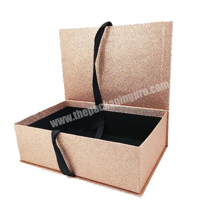 Different glitter color Magnetic  closure  Bridesmaid Wedding Paper Cardboard Clothing Gift Packaging Box