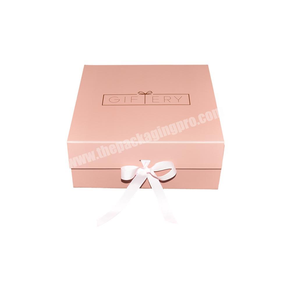 Different Size Custom Design Pink Color Cardboard Paper Handmade Wedding Guest Return Gift Box