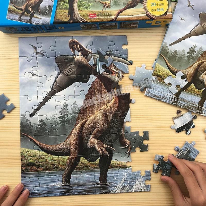 Dinosaur design print paper cardboard DIY puzzle jigsaw for kids