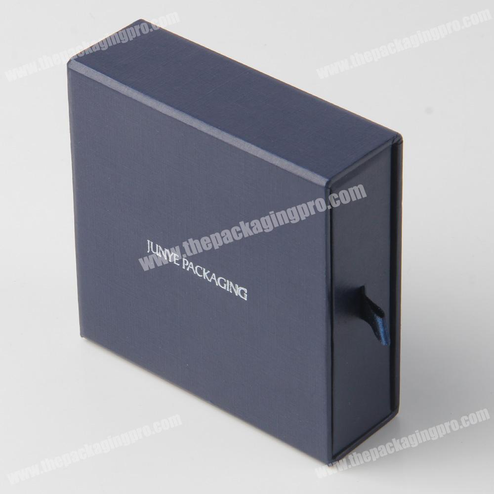 Direct factory sale kraft slide open sliding package storage black paper box with sleeve silk ribbon