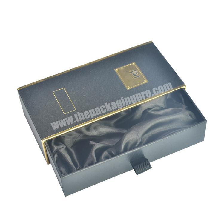 Disposable Paper Kids Gold Foil Logo On Top Small Luxury Satin Gift Packaging Slide Drawer Apparel Boxes for Apparels