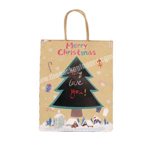 DIY scratch paper graffiti christmas theme packing bag kraft paper handbag clothing shopping bag