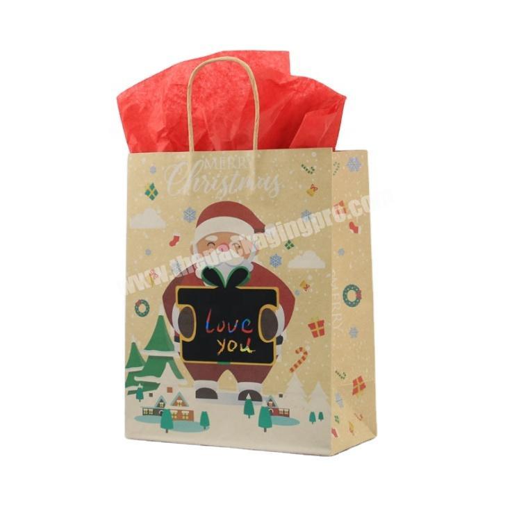 DIY scratch paper personalized graffiti tote bag christmas pattern kraft paper tote bag square bottom gift shopping bag