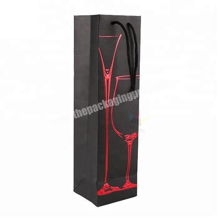 Dongguan China Suppliers Black Color Red Wine Paper Bags With Black String