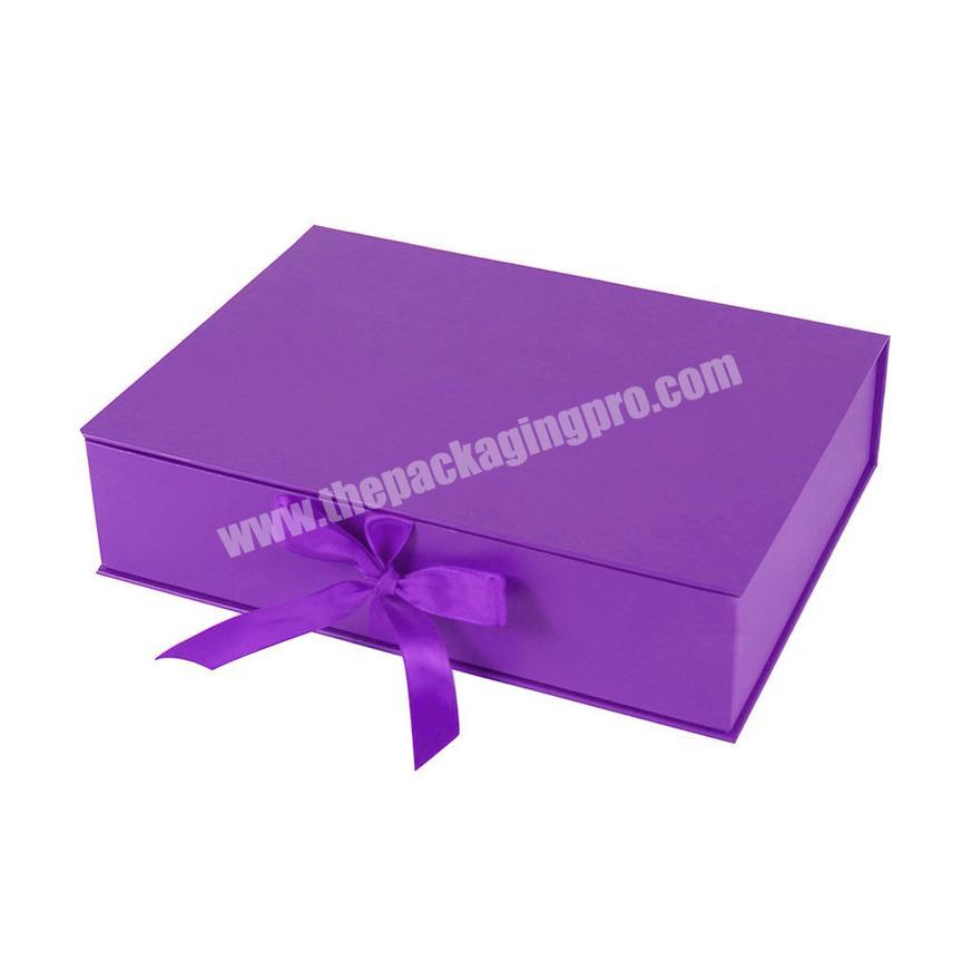 Dongguan factory book shape paper gift box with satin ribbon