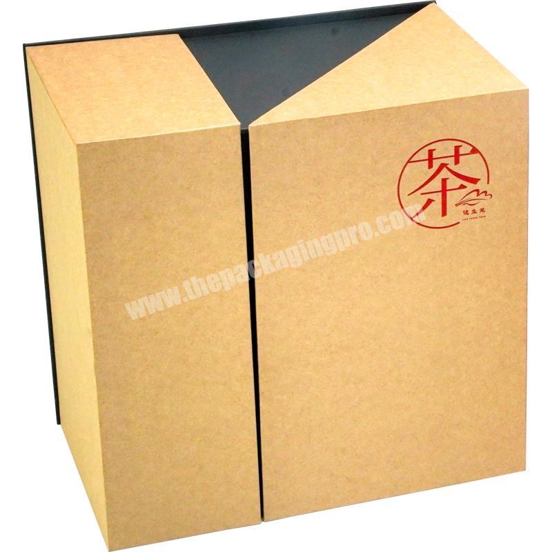 Dongming beautiful irregular kraft paper tea fine packaging gift box with black cardboard inner box