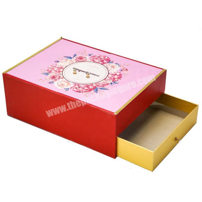 Dongming flat drawer gift box custom paper packaging boxes with matt lamination
