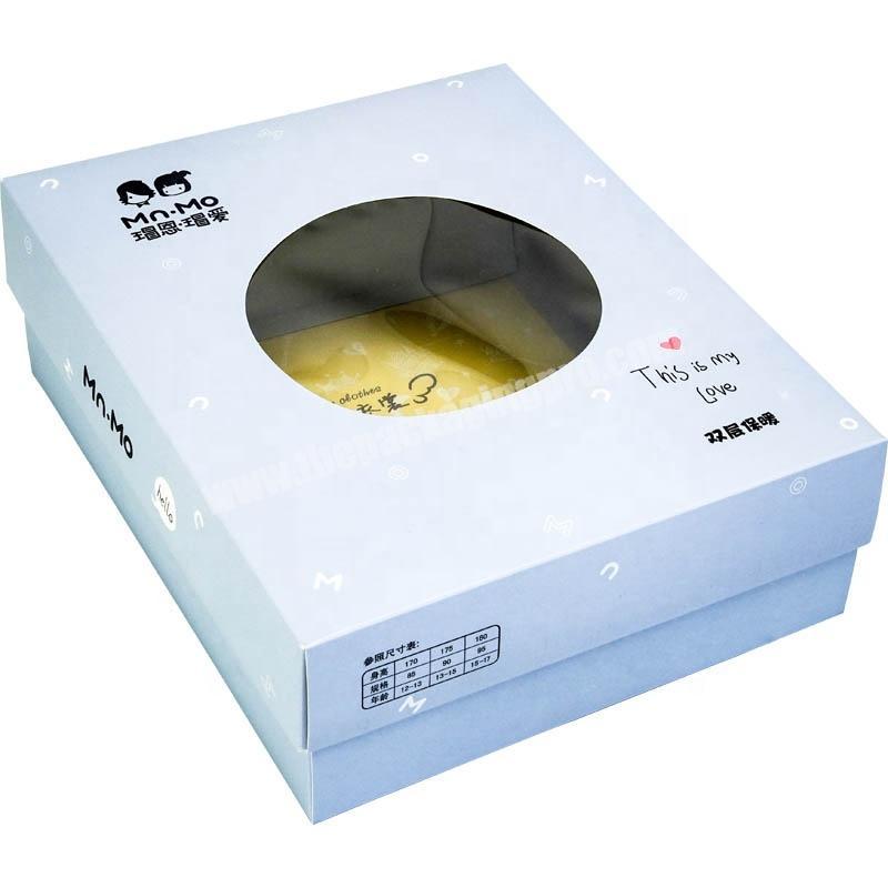 Dongming white cardboard paper gift box with clear lid transparent boxes for clothes packaging