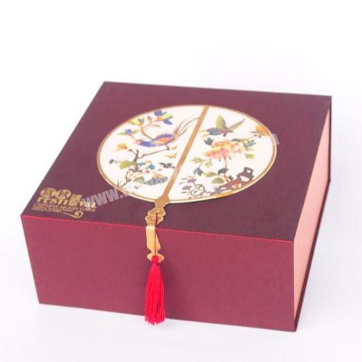 Double book shaped Mid-Autumn mooncake gift box with tassel