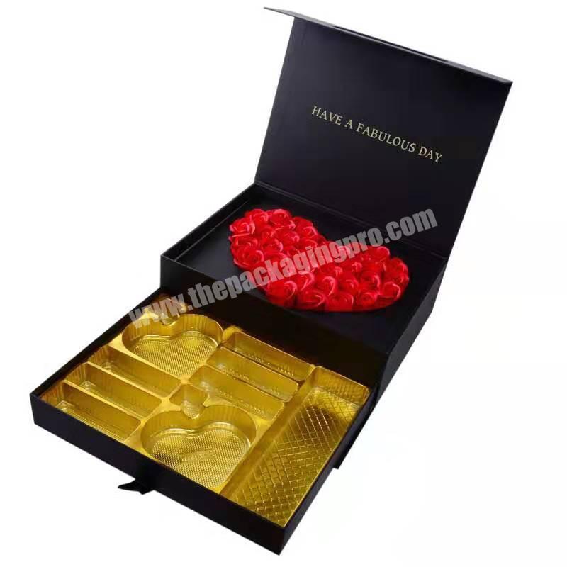Double chocolate draw boxes with candy paper food packaging with lining