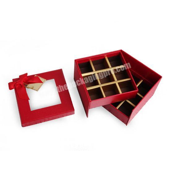 Double layer Chocolate Packaging Gift Boxes Candy Macraon Paper Box With PVC Window