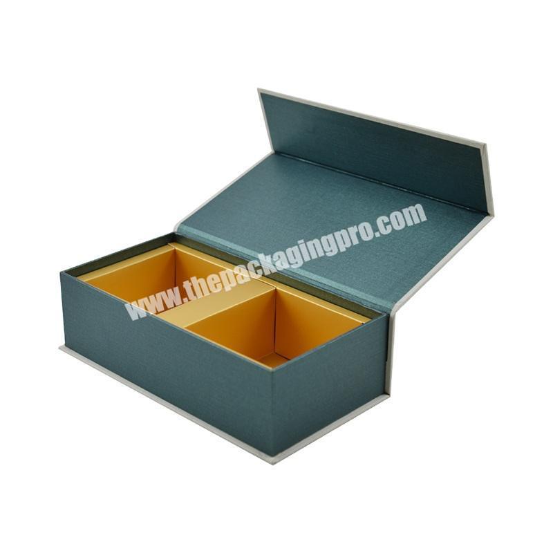 Double Opening Cosmetics Luxury Custom Embossing Gold Logo Hinged Lid Anti-scratch Lamination Folding White Foldable Magnet Box