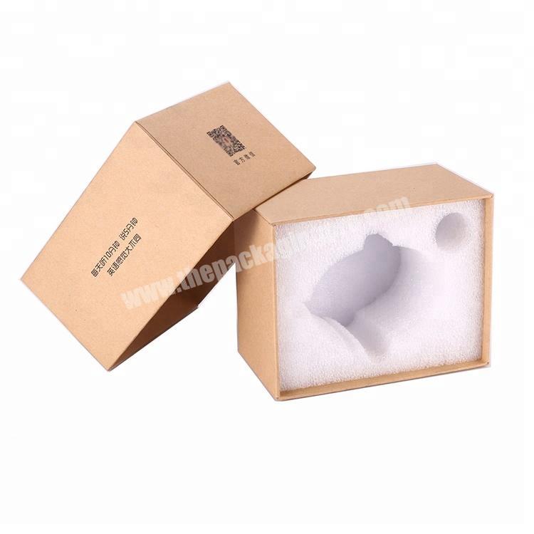 E-co Friendly brown kraft paper base and lid style small cardboard gift box with inlay