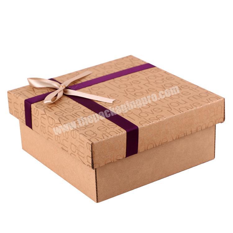 E flute corrugated Cardboard shipping gift Carton Box With separate Lid and ribbon