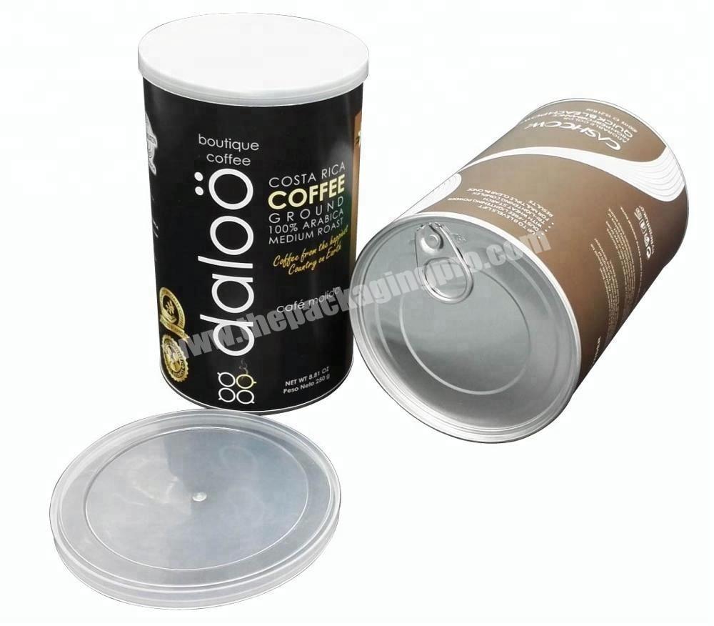 Easy Open End Lid Composite Food Grade Coffee Packaging Paper Cans