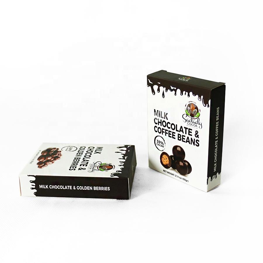 Eco friendly 39% cacao milk chocolate coffee beans golden berries packaging box paper