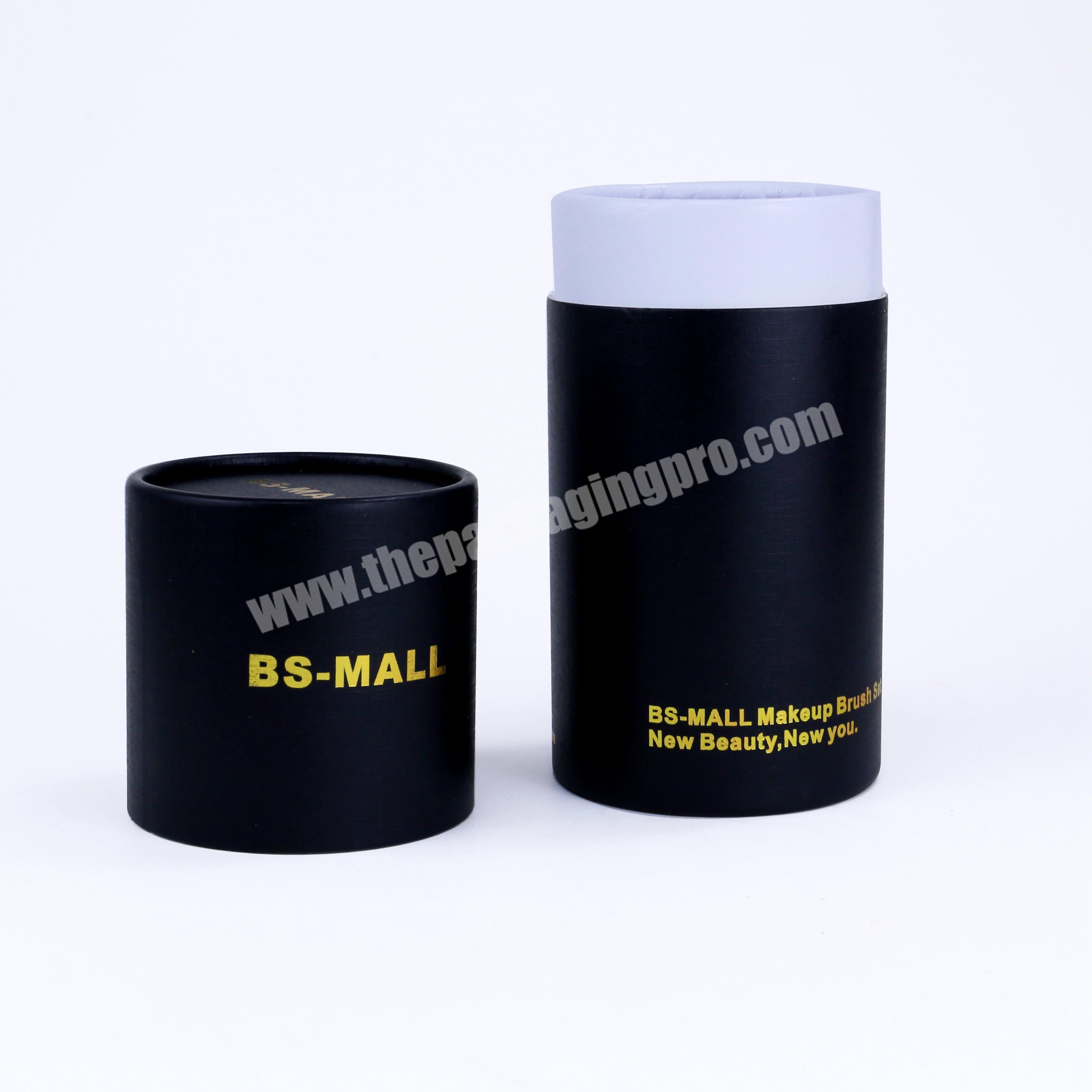Eco Friendly Bio-degradable Paper Black Cylinder Box Custom Logo Printed 10ml Essential Oil Glass Bottle Tube Boxes Packaging