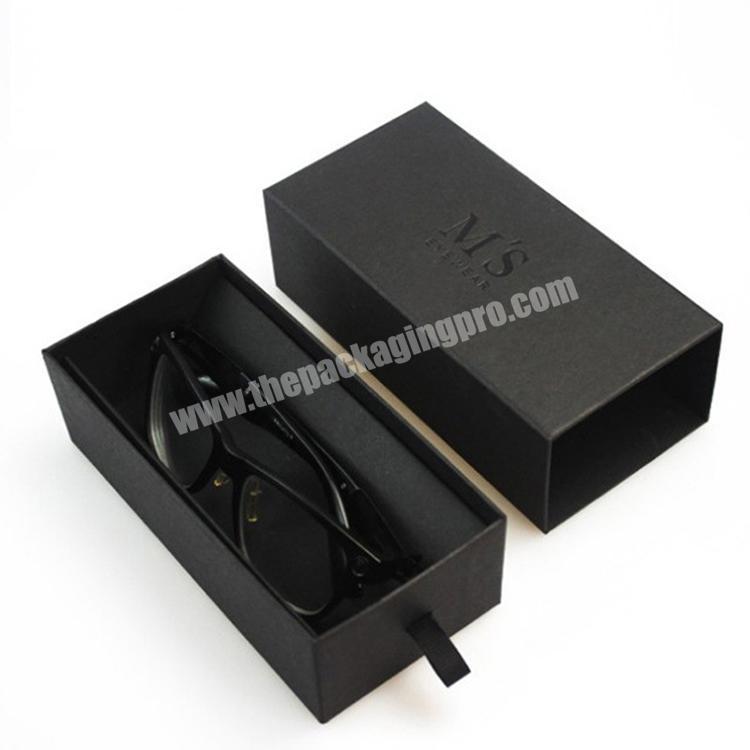 Eco Friendly Black Custom Drawer Rectangular Paper Sunglasses Box