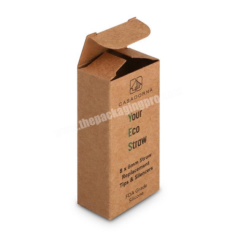 Eco friendly brown kraft paper stainless steel straw packaging box custom