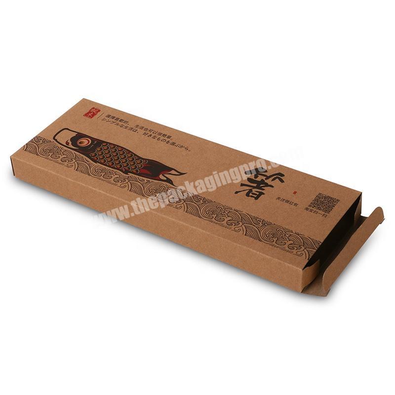 Eco friendly CMYK full color printing chopsticks gift packaging box brown kraft