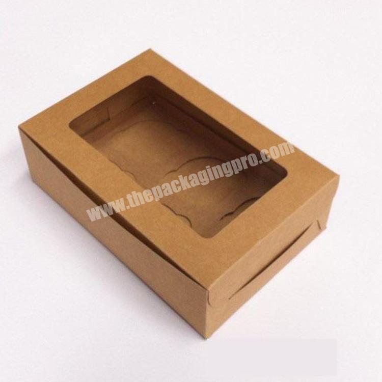Eco Friendly Craft Paper Packaging Box With Clear Lid,Greaseproof Kraft Paper Pastry Packing Boxes With PVC Window