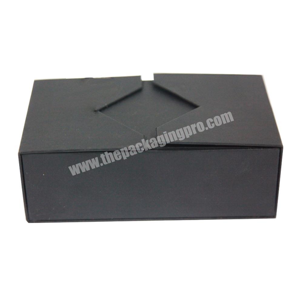 Eco friendly custom black  paperboard bilateral open tray box for gift box packaging