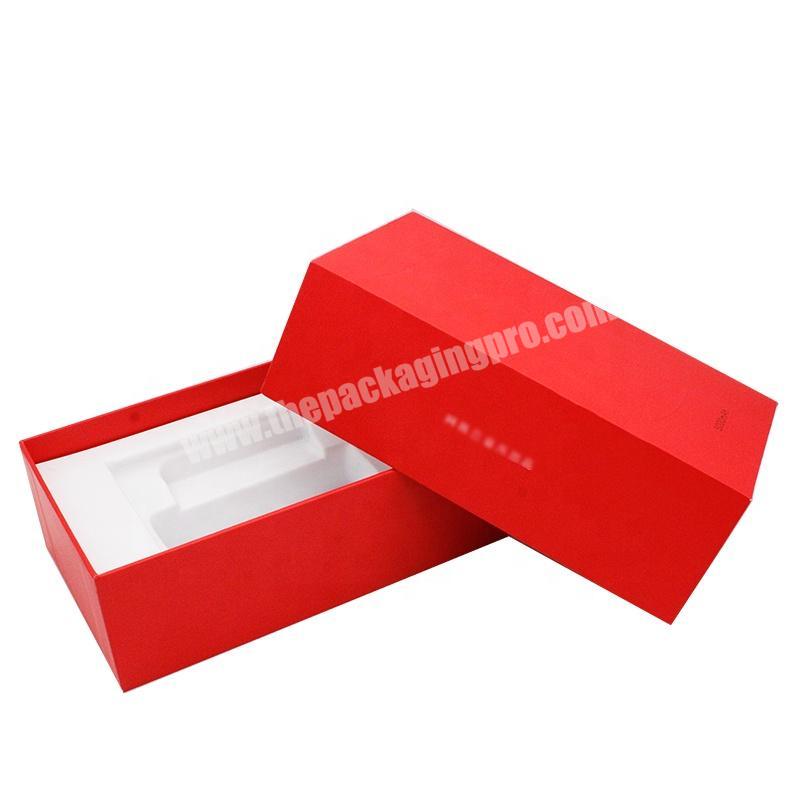 Eco friendly custom logo printing red packaging collapsible folded e-book reader box electronic products speaker gift paper box