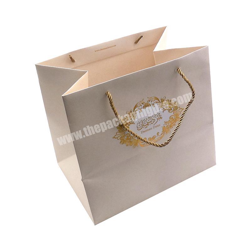 Eco Friendly Custom Printed Wedding Birthday Gift Paper Bag With Gold Stamping Words