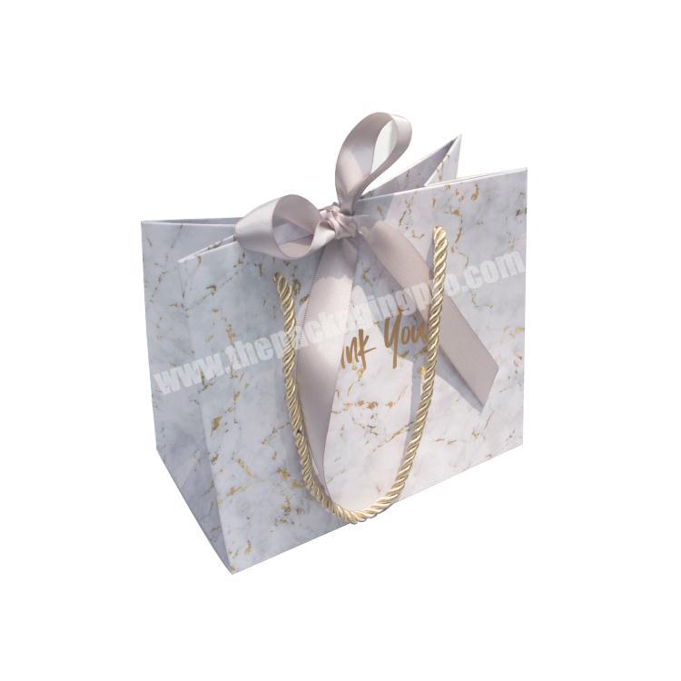 Eco friendly Custom Printed Wedding Birthday Gift Paper Bag with Gold Stamping Words