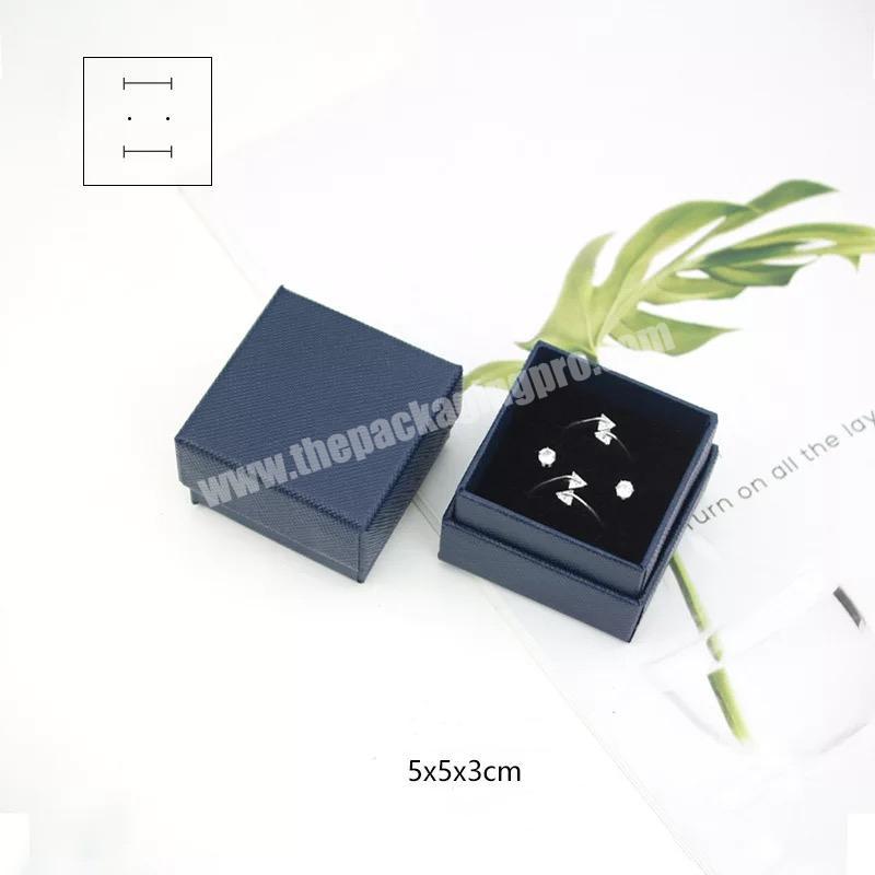 Eco Friendly Custom Silver Metal Luxury Blue Cardboard Leather Necklace Earring Packaging Set Jewelry Gift Box