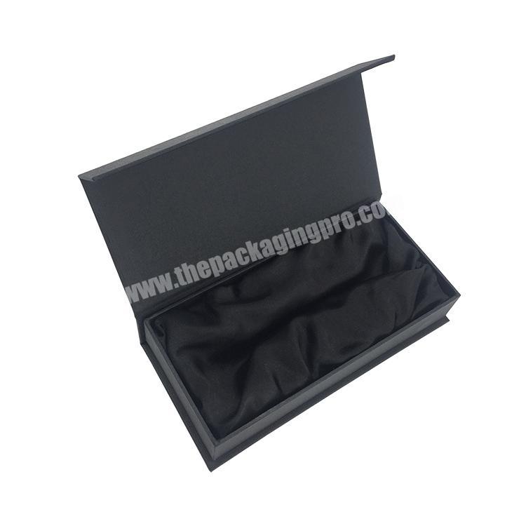 Eco friendly custom stain silk liner small black cardboard magnetic book shaped box cosmetic massage beauty packaging
