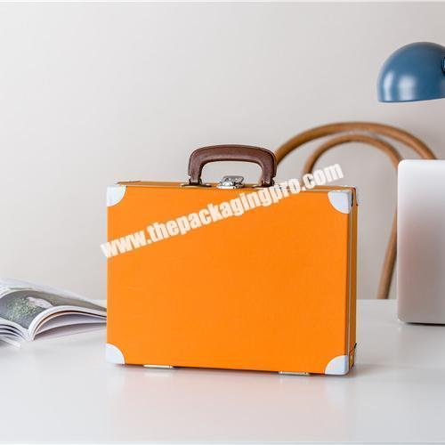 Eco-friendly decorative storage paper suitcases  square paper suitcase with handle