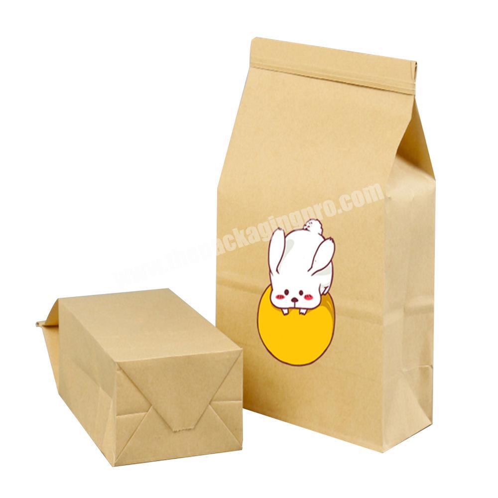 Eco-friendly food grade greaseproof biscuit cookies brown kraft nut packing tin tie bakery bread paper bag