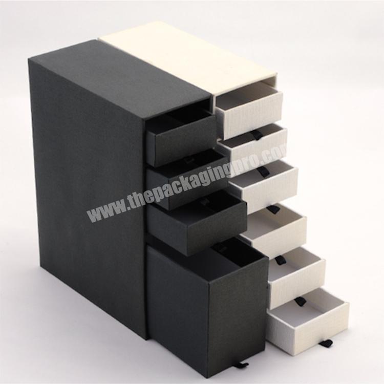 Eco-Friendly Good Quality Paper Drawer Storage Box Black Slide Storage Box Multilayer Storage Drawers Box