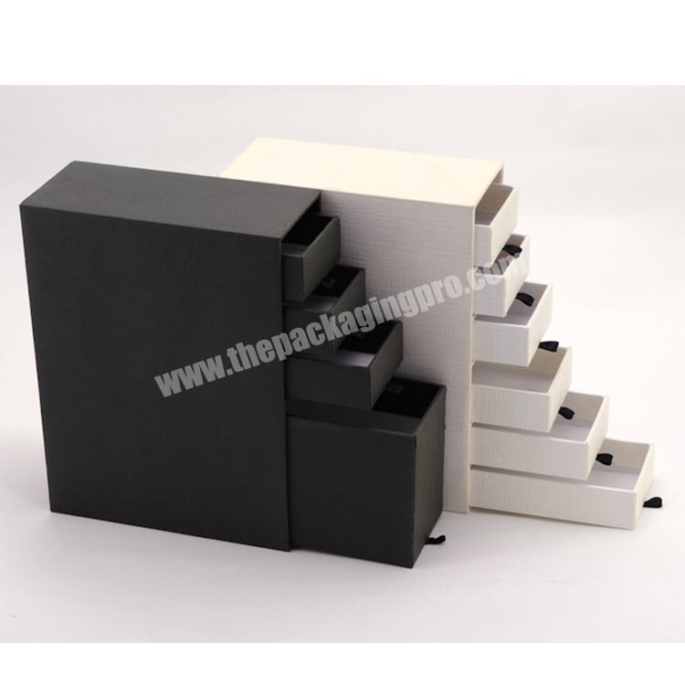 Eco-friendly Good Quality Paper Drawer Storage Box Black Slide Storage Box Multilayer Storage Drawers Box