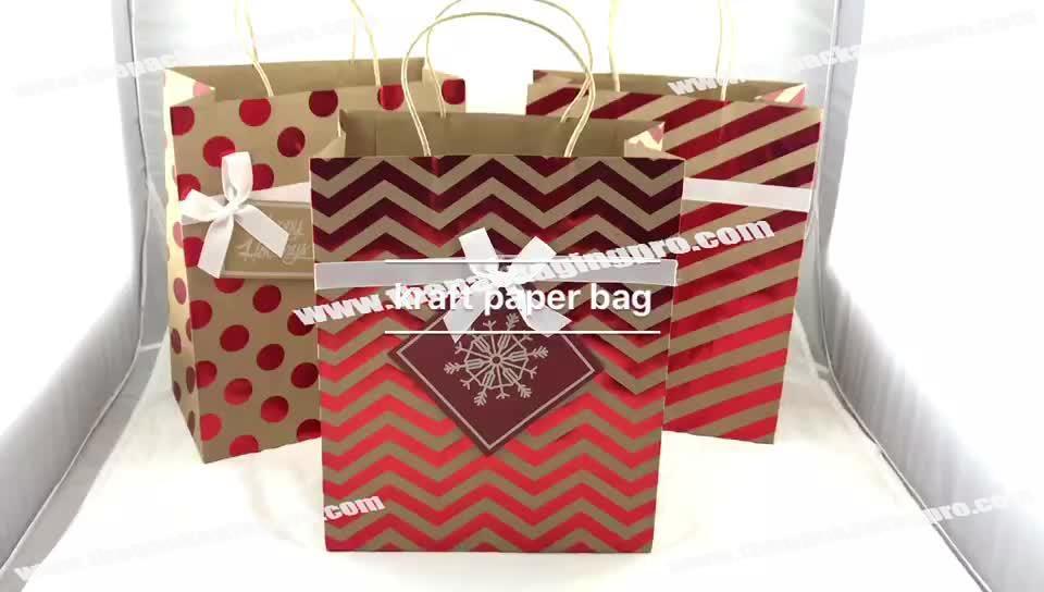 Eco-friendly gravure printing flat gift paper handle paper bag with custom logo