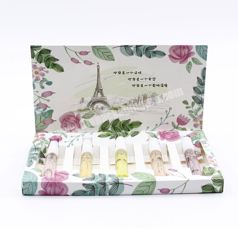 Eco-friendly high quality folding paper packaging box for perfume bottles 5pcs