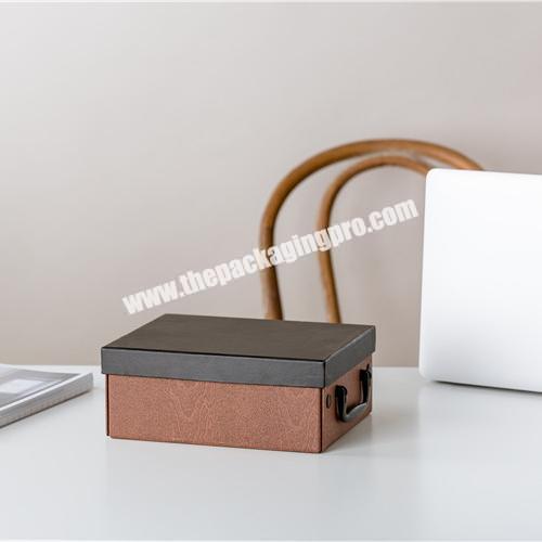 Eco-Friendly Home Office Used Multiple Sizes Paper Small Items Foldable Storage Box With Plastic Handle